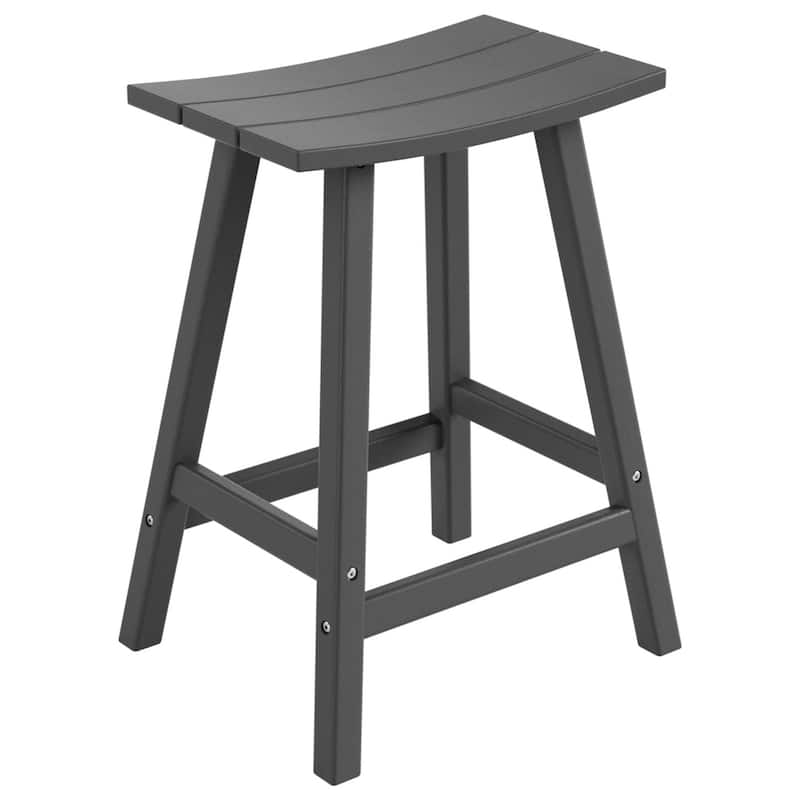 Polytrends Laguna Hdpe All Weather Outdoor Patio 24" Saddle Seat Counter Stool (Set Of 2)