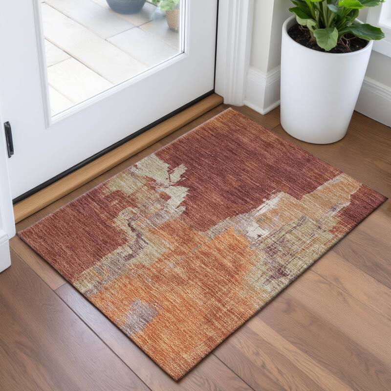 Premium Washable Super Soft Abstract Chic Mayfield Rug - Paprika - 1'8" x 2'6"