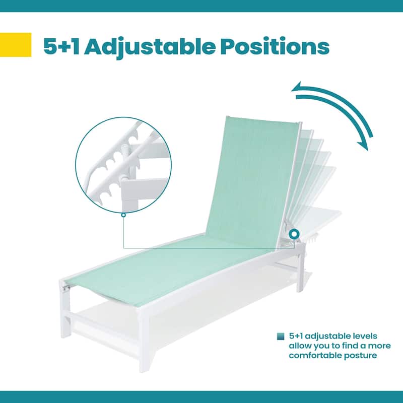 Pellebant Outdoor Adjustable Aluminum Chaise Lounge Chairs (Set of 4) - 23.43 " W x 42.63" D x 13.15" H