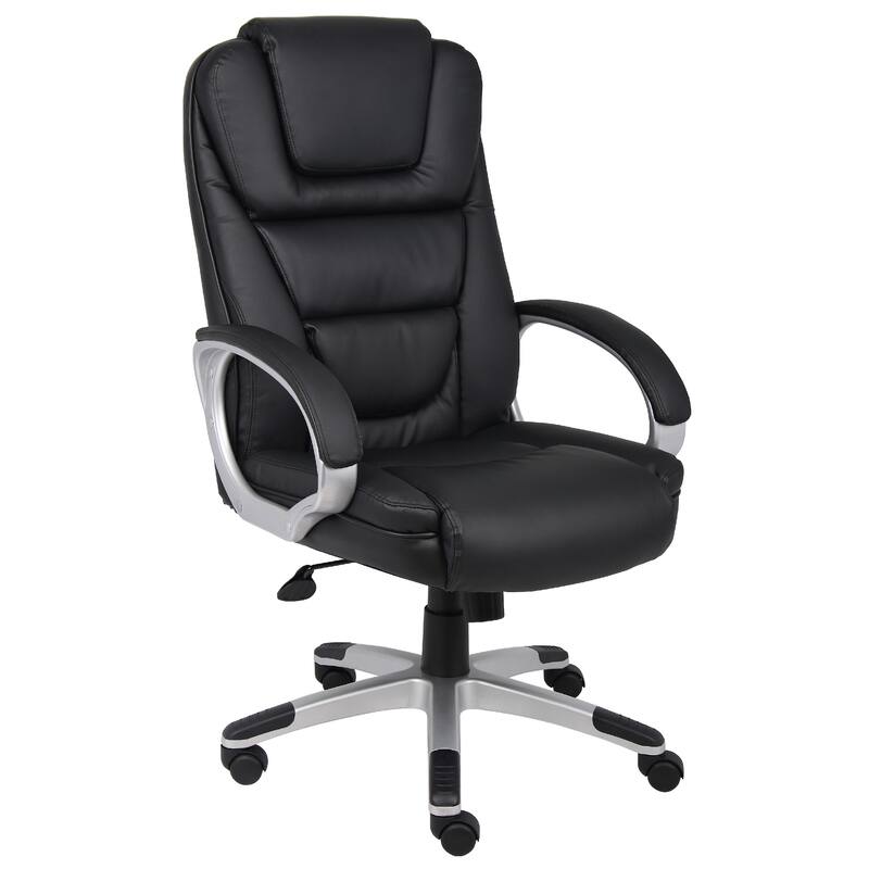 Ziko Swivel Executive Chair with Waterfall Seat, Black Faux Leather