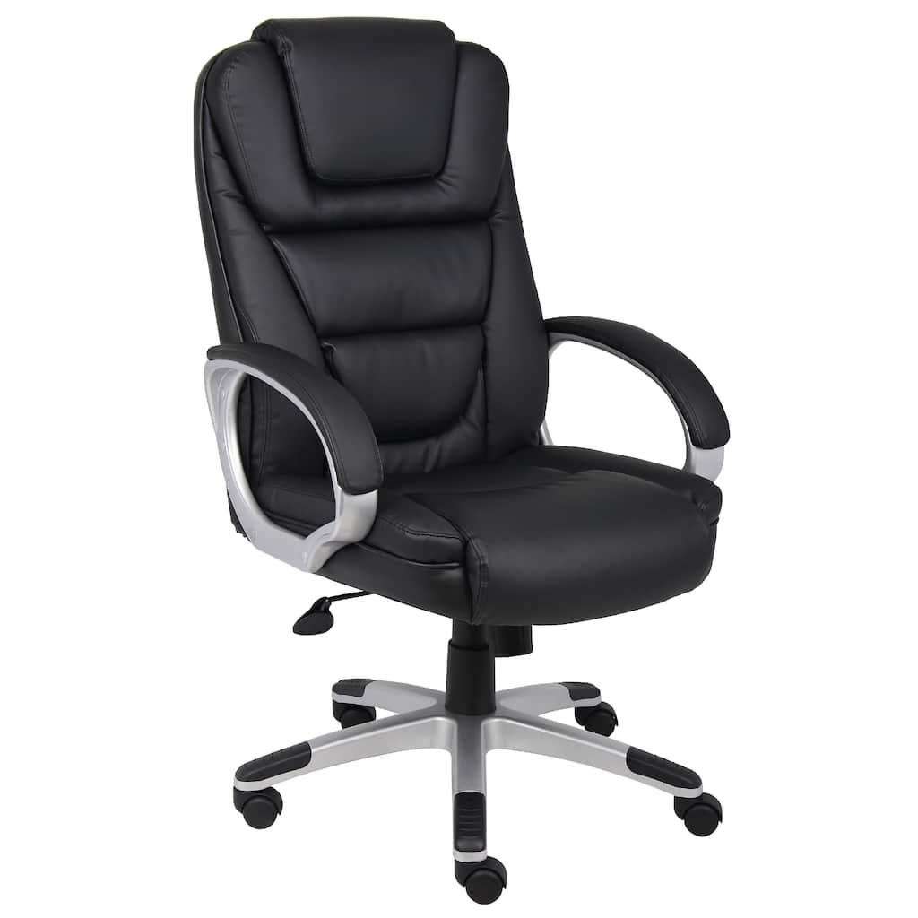 Ziko Swivel Executive Chair with Waterfall Seat, Black Faux Leather