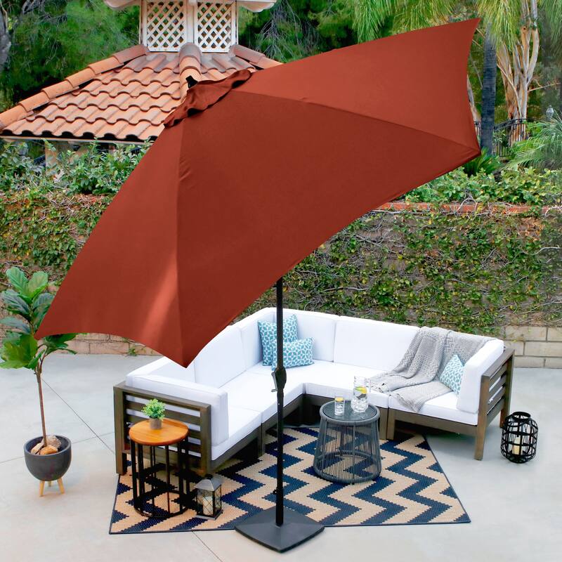 Astella Aluminum 11ft Crank Open Push Button Tilt Outdoor Patio Umbrella