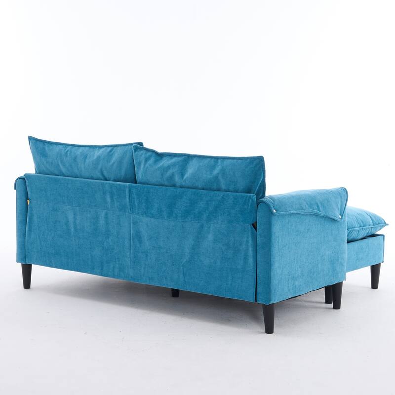 69.57" Metal Convertible U-Shaped Sofa with Storage Footstools, 3-Seater Combination Sofa