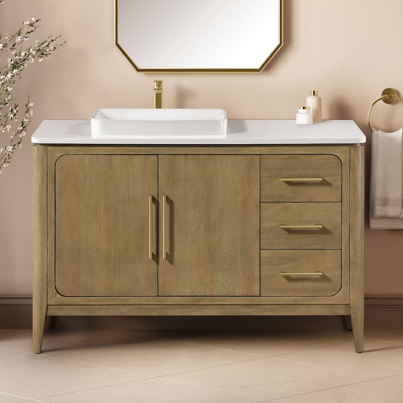 OVE Heidi Cortado Bathroom Vanity with White Quartz Top