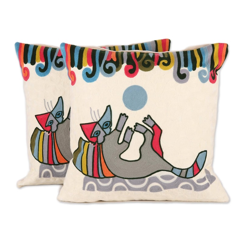 Handmade Playful Kitten cushion covers (India)