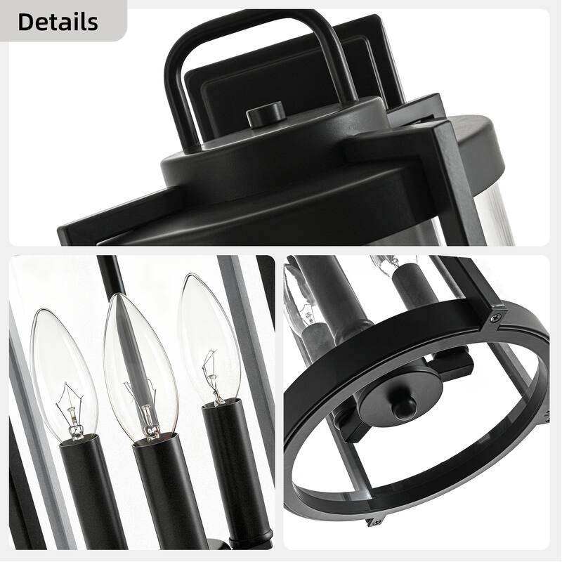Matte Black Farmhouse Outdoor Wall Lantern Sconce - 3 Variants (11in 1-Light/14in 1-Light/17in 3-Light), Clear Glass, Wet Rated