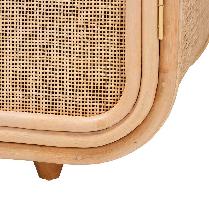 Evania Bohemian Natural Rattan 3-Door Storage Cabinet