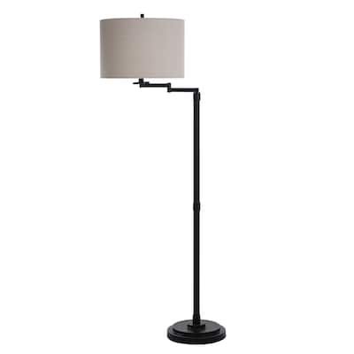 StyleCraft Madison Bronze Floor Lamp - Beige Hardback Fabric Shade