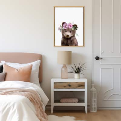 Kate and Laurel Sylvie Flower Crown Bear Framed Canvas by Amy Peterson