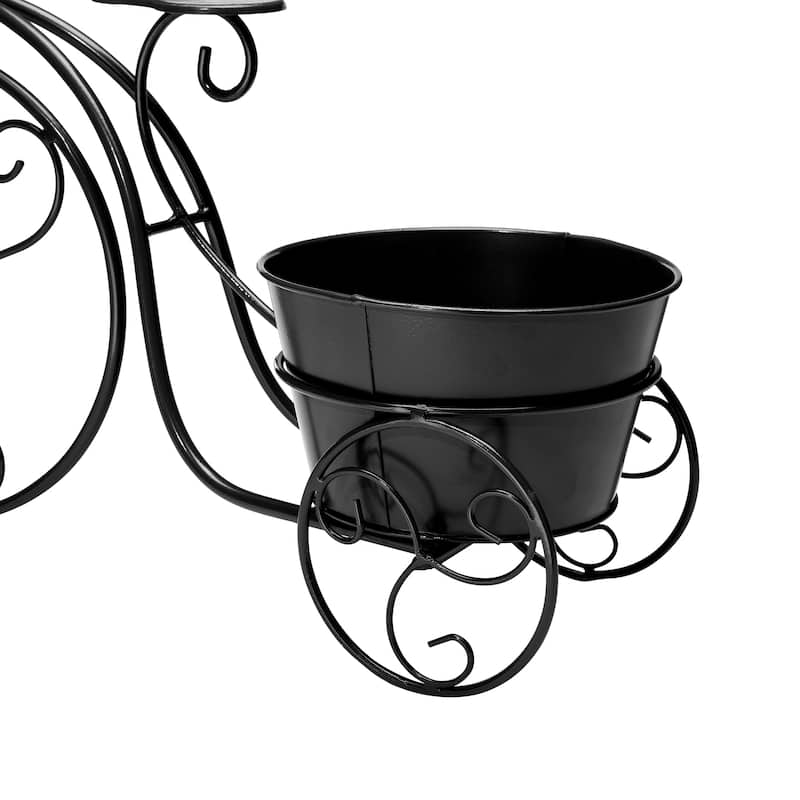 Glitzhome 21.5"L Spring Farmhouse Metal Bicycle Planter Stands Flower Pot Cart