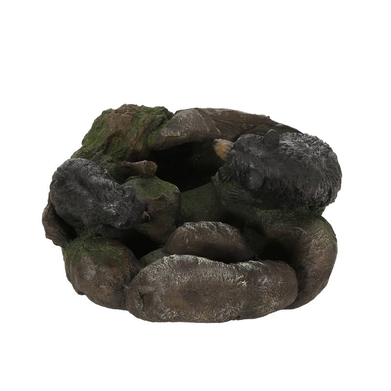 23.75" High Hand Crafted Weather Resistant Floor Fountain, Moss + Black
