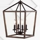 preview thumbnail 6 of 38, Oria Iron Farmhouse Industrial Lantern LED Pendant, Oil Rubbed Bronze/Faux Wood by JONATHAN Y