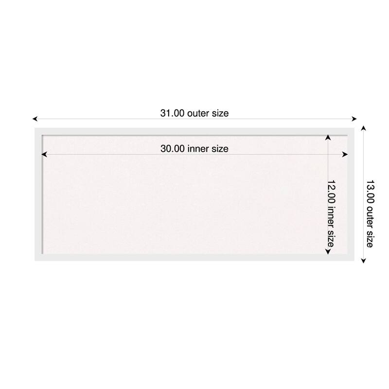 Incline White Wood Framed Cork Board - Bulletin Board, Organization Board, Pin Board - White - 31 x 13 in