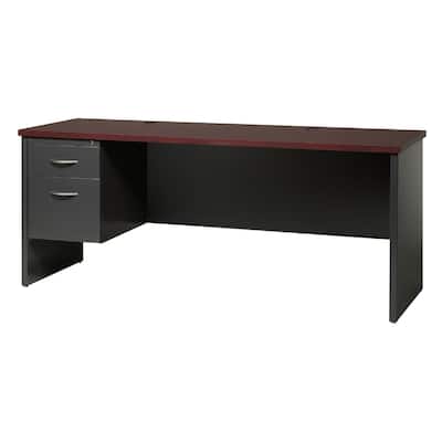 Hirsh 24D x 72W Left Hand Single Pedestal Office Desk Credenza Charcoal / Mahogany