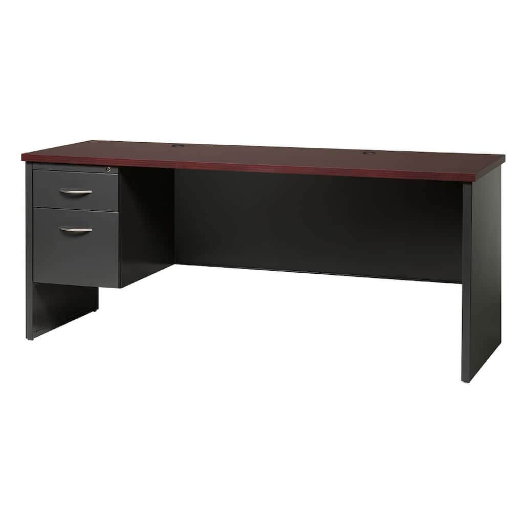 Hirsh 24D x 72W Left Hand Single Pedestal Office Desk Credenza Charcoal / Mahogany