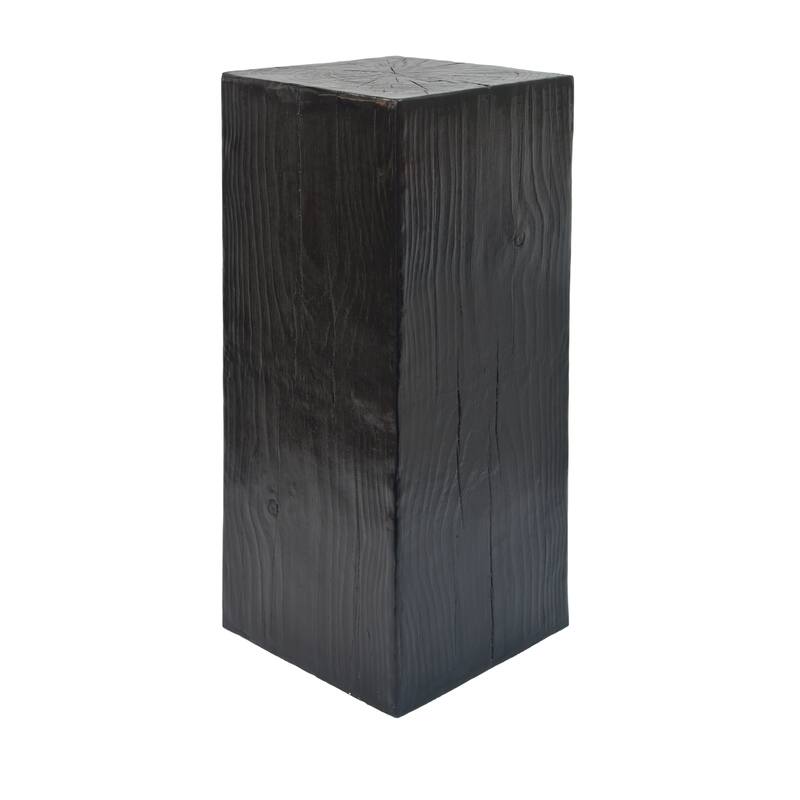 Wood-Look Square-Column MGO End Table, H33.75",Wood-Like Distressed Finish, Mix with Different Heights, Indoor Outdoor Use