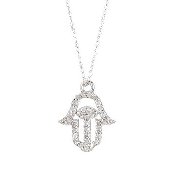 14k Gold White Diamond Hamsa with Chain