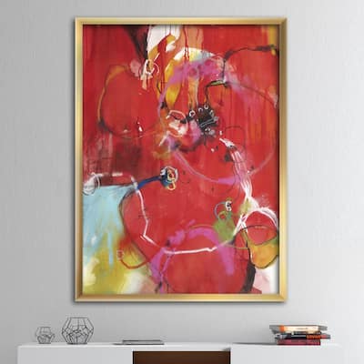 Designart "Blooming Red" Modern & Contemporary Framed Art Print