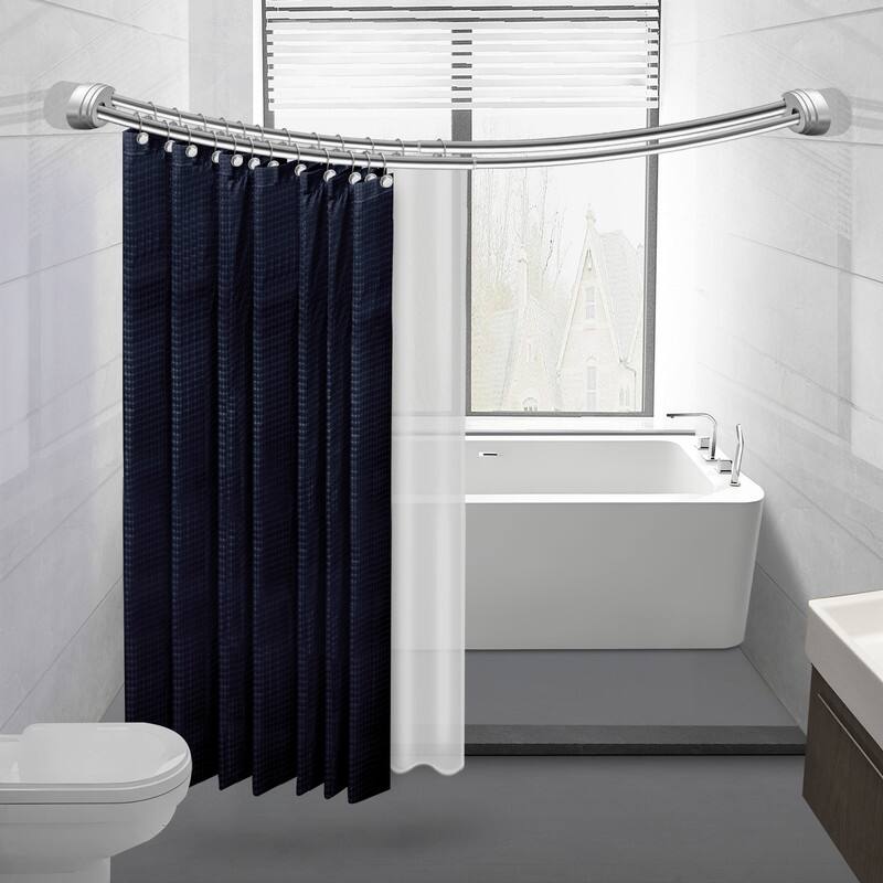 Utopia Alley Rustproof Wall Mounted Aluminum Double Curved Shower Curtain Rod, Screw Mount Rod, Adjustable Rod from 45" to 72"