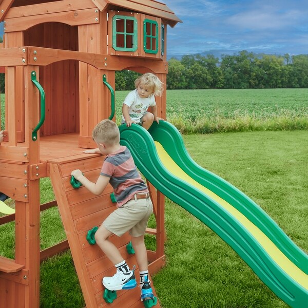 Backyard Discovery Atlantis Cedar Wood Swing Set, pre-stained