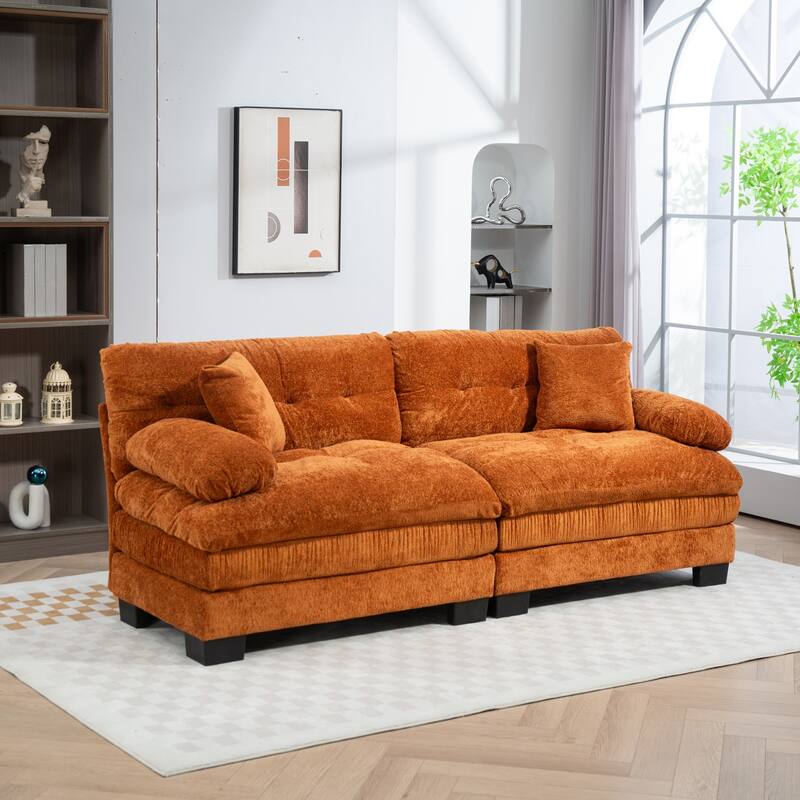 84" Upholstered 3-Seater Sofa with Memory Foam & Comfort Pillows