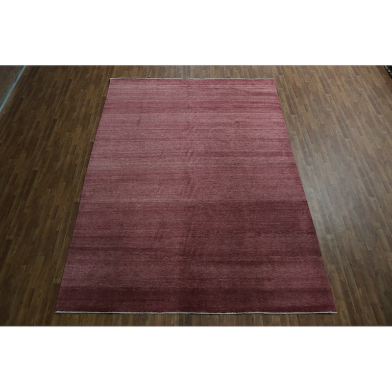 Hand Knotted Oriental 100% Wool Carpet Modern Solid Purples Gabbeh Area Rug - 12' 2'' X 8' 11''