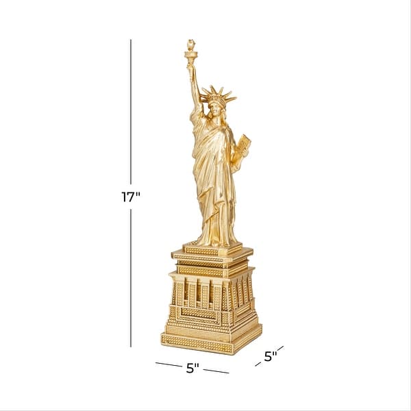 Gold Polystone Statue of Liberty Decorative Sculpture - 5 x 4 x 17