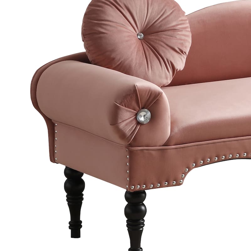 Modern Upholstered Accent Loveseat Sofa with Nail Head Trimming and 2 Pillows