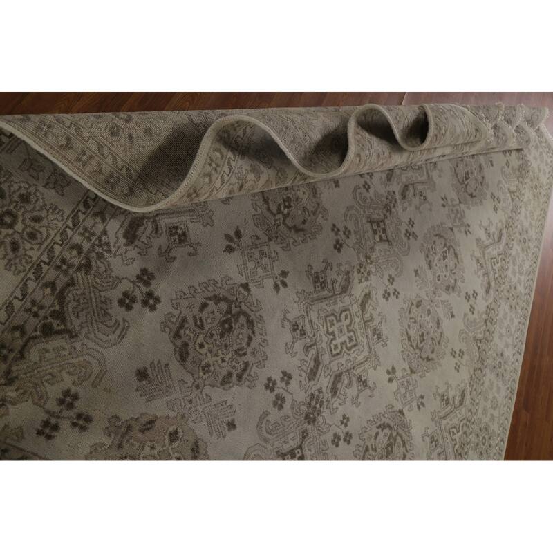 Oushak Oriental Area Rug Hand-Knotted Geometric Wool Carpet - 7'10"x 10'1"