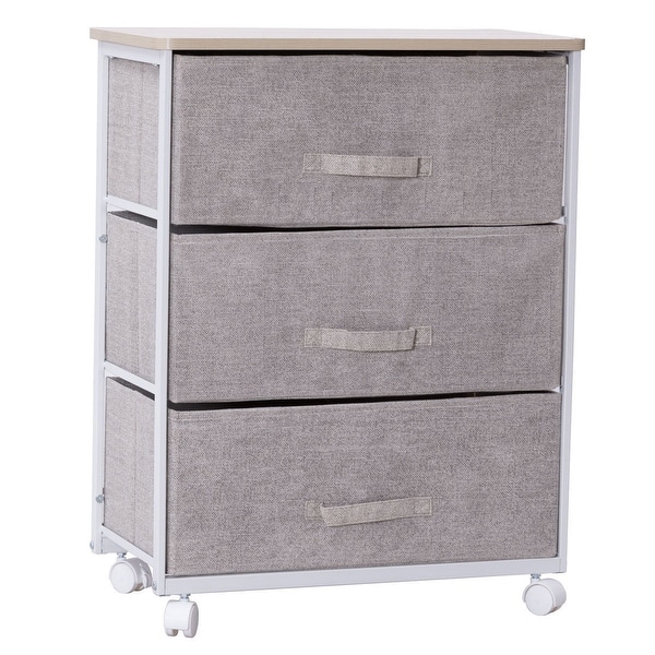 Shop Gymax Fabric 3 Drawer Storage Unit Cart Organizer Shelf