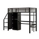 preview thumbnail 33 of 47, Full-Size Metal Loft Bed with Built-in Wardrobe, L-Shaped Desk, Charging Ports, and Multi-Layer Storage Shelves