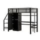 preview thumbnail 11 of 22, Twin Size Loft Bed with Storage Ladder, Metal Loft Bed Frame with Large Wardrobe & Desk for Teens Kids, No Box Spring Needed