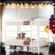 preview thumbnail 1 of 22, Metal Loft Bed with Storage Space and Ladder, Twin Over Twin White