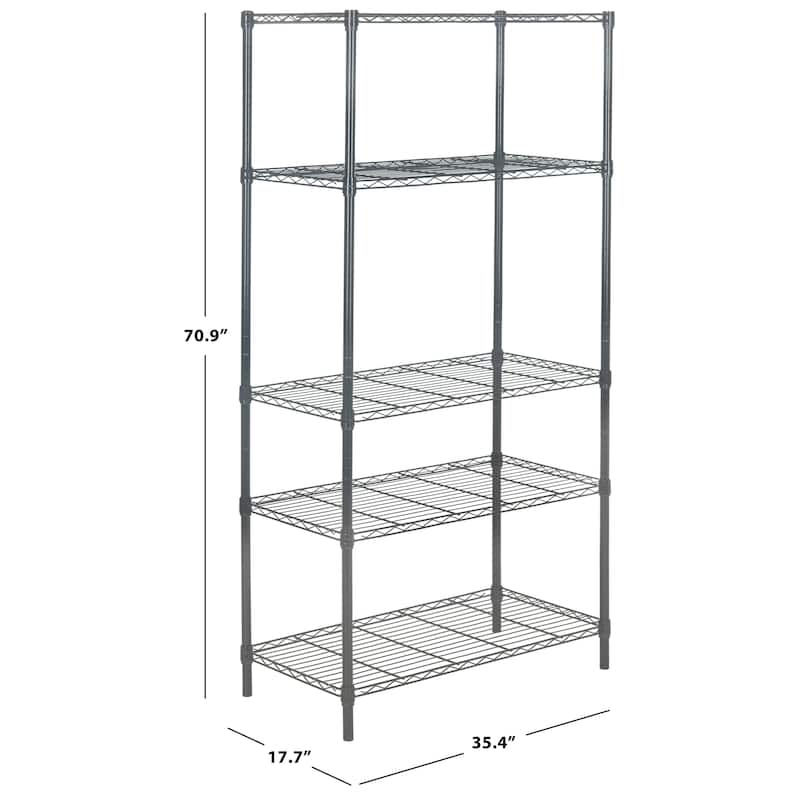 SAFAVIEH Storage Cherri 5-Tier Chrome Wire Adjustable Rack - 35.4" x 17.7" x 70.9" - 35Wx18Dx71H