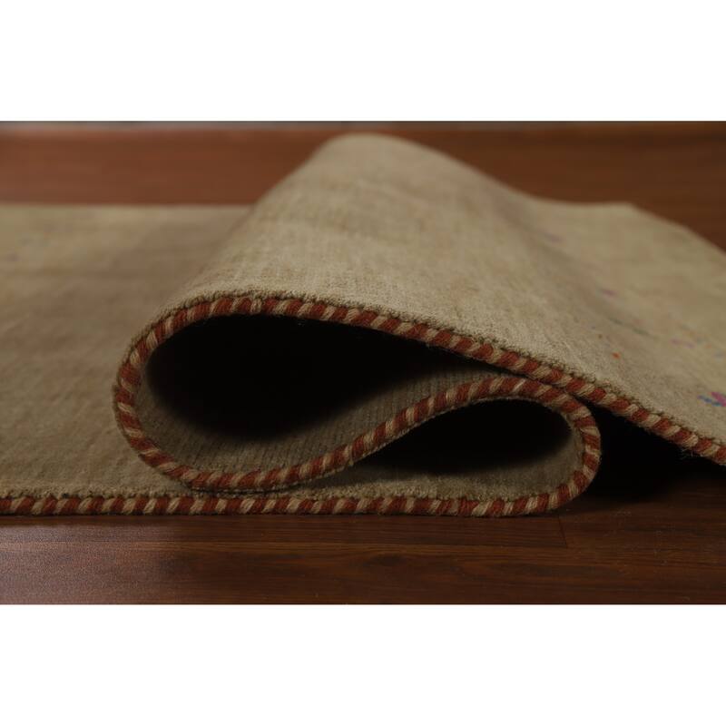 Hand Knotted Oriental 100% Wool Carpet Tribal Animal Pictorial Brown Gabbeh Area Rug - 7' 9'' X 4' 10''