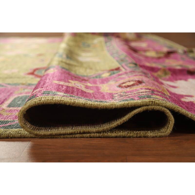 Hand Knotted Oriental 100% Wool Carpet Transitional All-Over Green Oushak Area Rug - 10' 2'' X 8' 3''