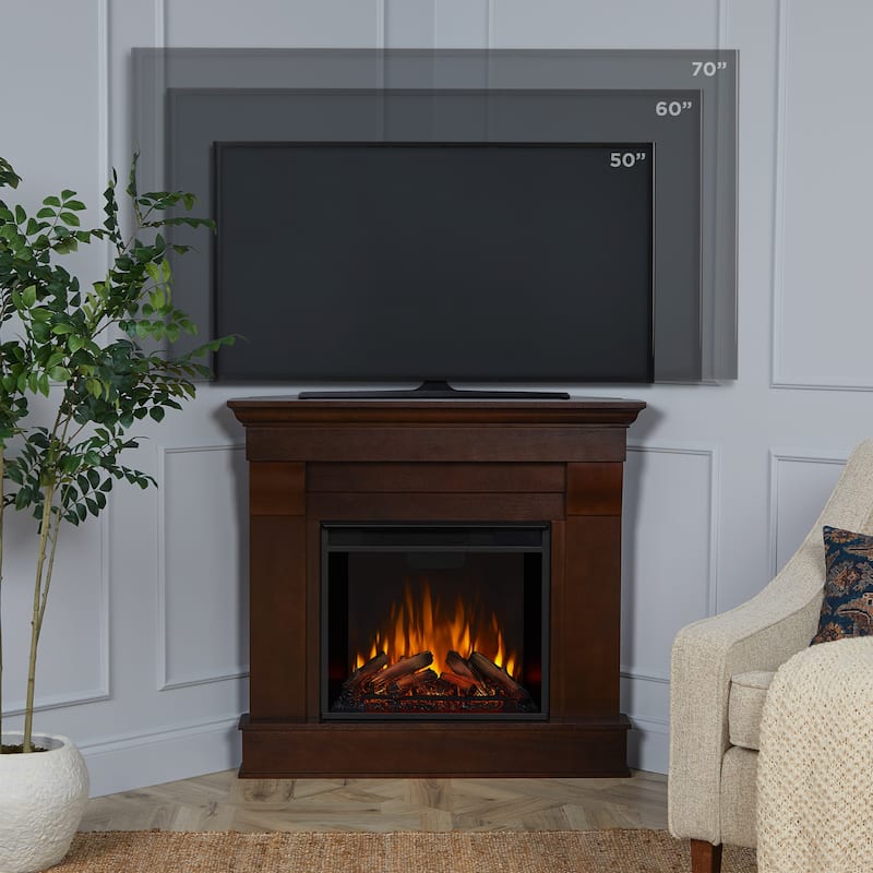 Chateau 41" Dark Walnut Corner Electric Fireplace by Real Flame