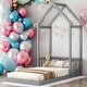 preview thumbnail 2 of 25, House-Style Funny Twin House-shaped Roof Headboard Floor Kids Furniture Bed Kidsbed, Grey