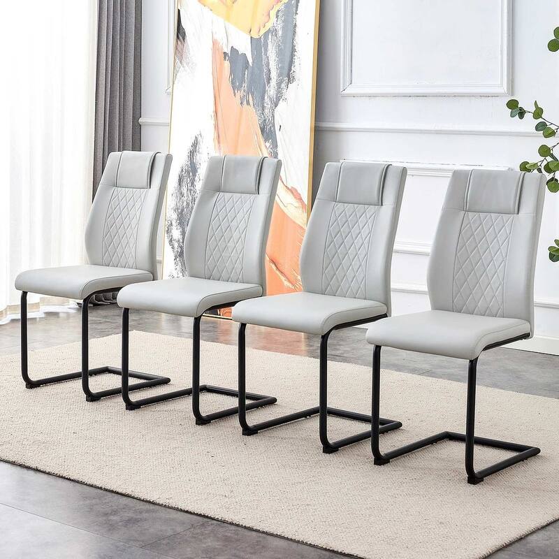PU Leather Upholstered Dining Chair with Metal Feet