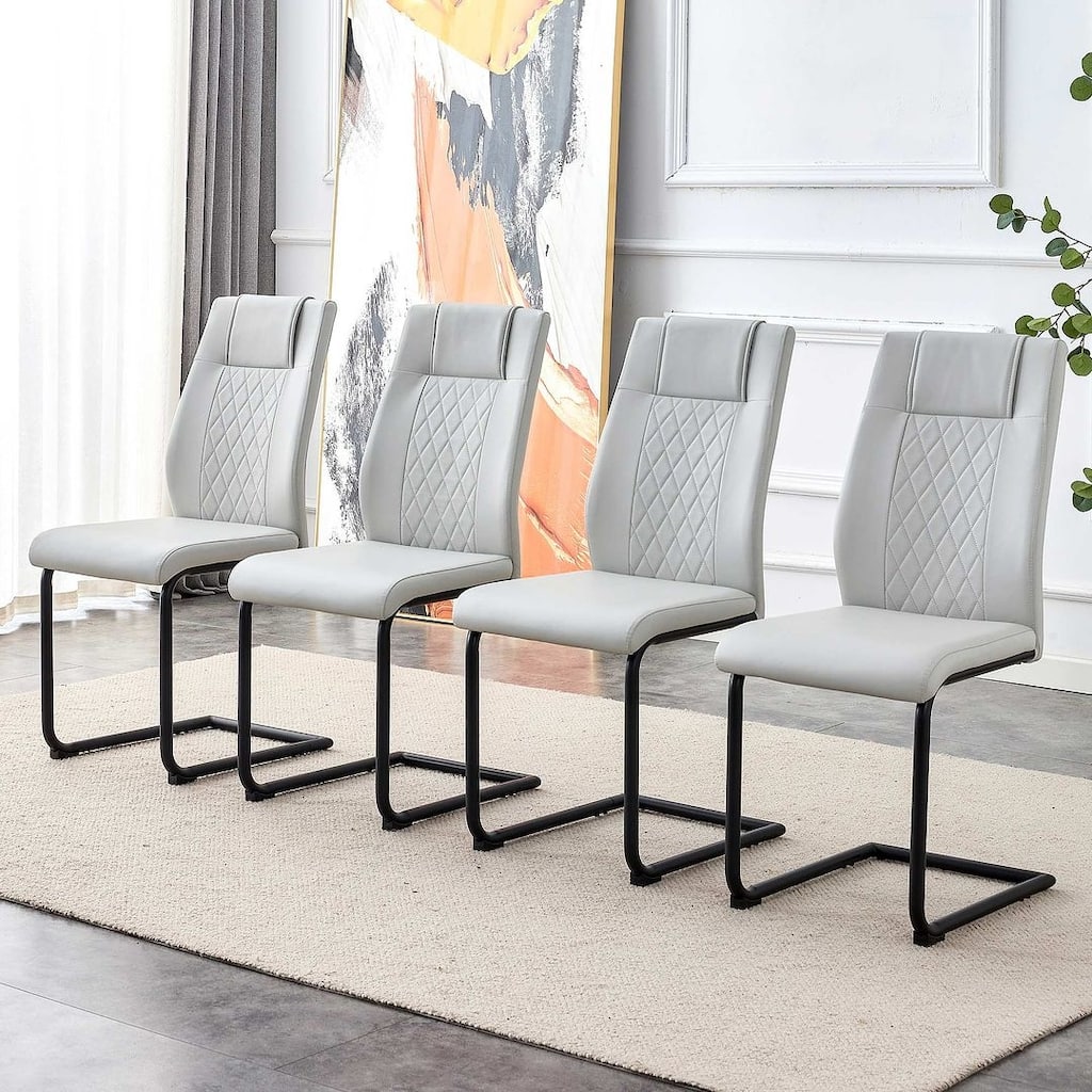 PU Leather Upholstered Dining Chair with Metal Feet