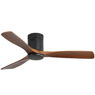 52 inch Flush Mount Ceiling Fans With/Without Lights & Remote Solid Wood Fans For Bedroom