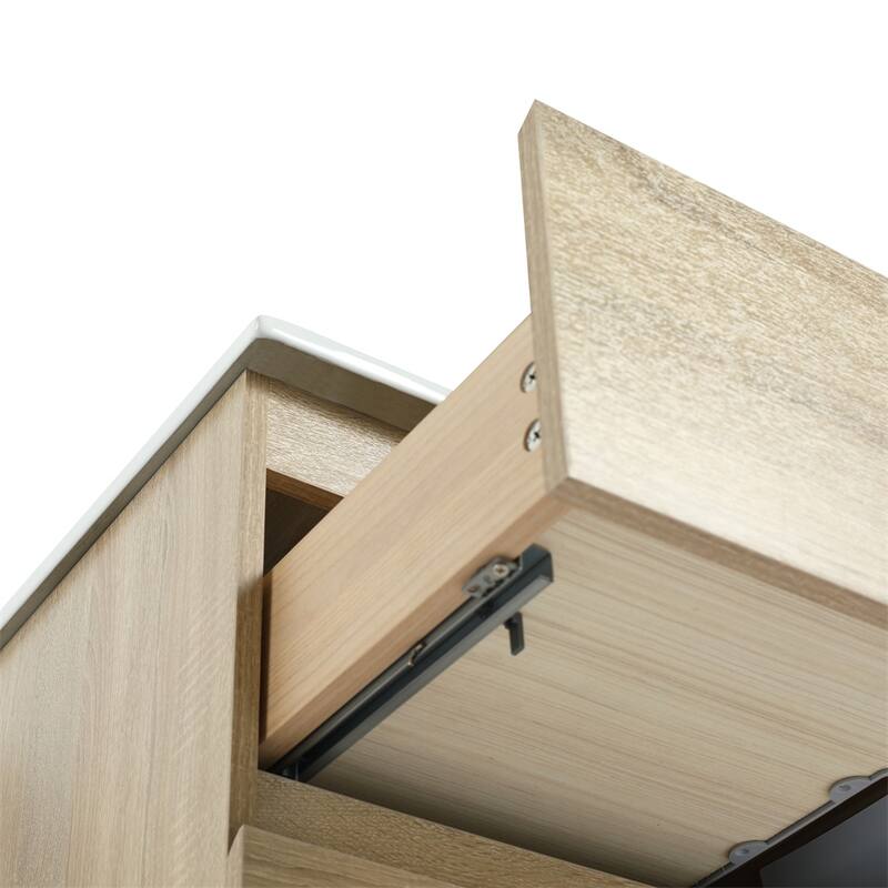 30" Wall-Mounted Bathroom Vanity w/Ceramic Sink,2-Soft Close Drawers