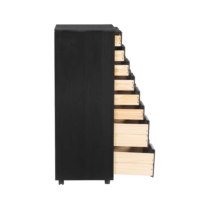 Bridgton Black Eight Drawer Rolling Storage Cart - 20.75"w x 15.38"d x 40.25"h