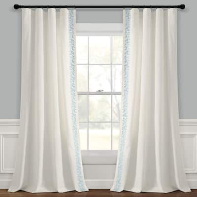 Lush Decor Luxury Modern Flower Linen Like Embroidery Border Window Curtain Panel Single