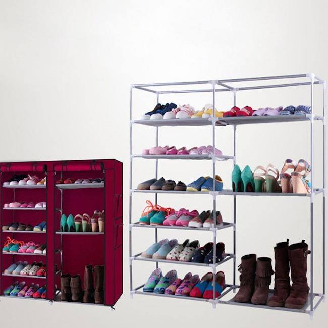 Double Rows 9 Lattices Combination Style Shoe Cabinet