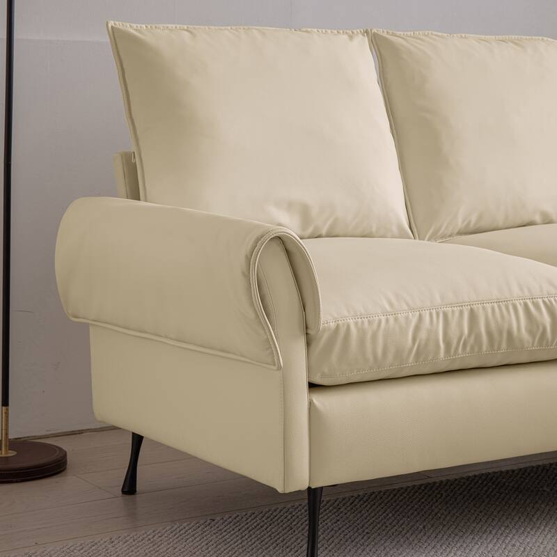 81"Modern Sectional L-Shaped Sofa Couch, Technical leather with Reversible Chaise Lounge for Living Room or Media Room