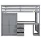 preview thumbnail 5 of 16, Full Loft Bed with Wardrobe, Desk, and Drawers - Gray