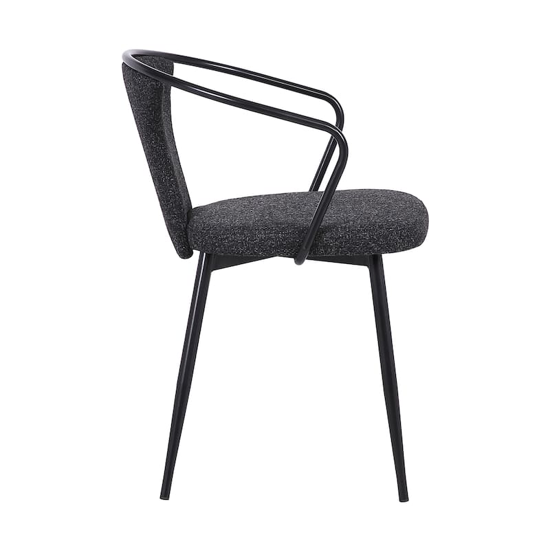 Wayan Contemporary Dining Chair in Black Powder Coated Finish and Black Fabric