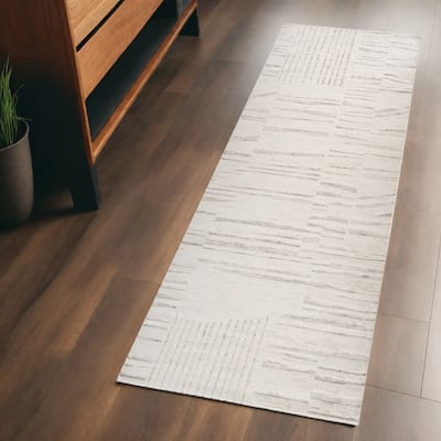 Bineb Distressed Geometric Stain Resistant Woven Durable Area Rug By HomeRoots - 2' X 5'