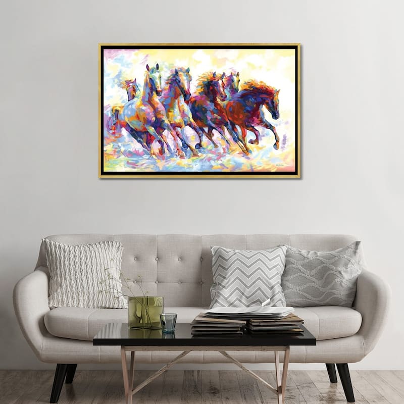 iCanvas "Wild Horses Running" by Leon Devenice Framed Canvas Print